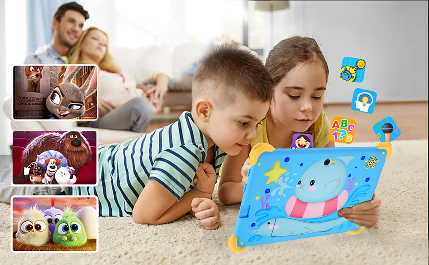 New 7 Inch 5G Pad Cartoon Pattern Kids' tablets Android Learning Education Tablet PC Kids-Proof protective Case Tablet 4000mAh