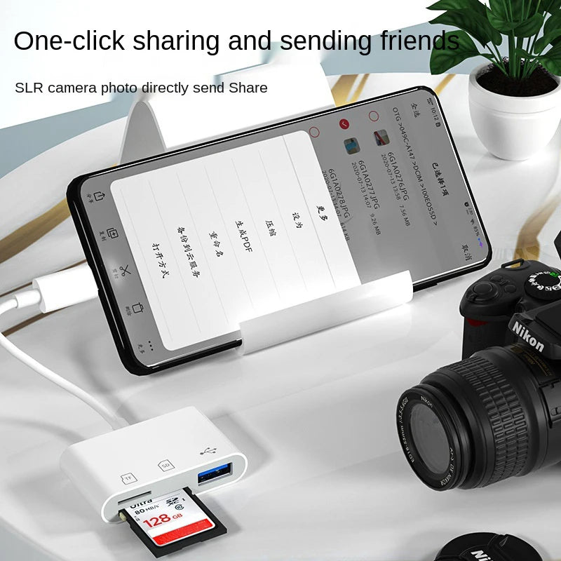 OTG 3 in 1 TF SD Card Reader Data Transmission Splitter Camera Reader Adapter for iPhone 15 14 13 12 11 XR Pro Max XR Android