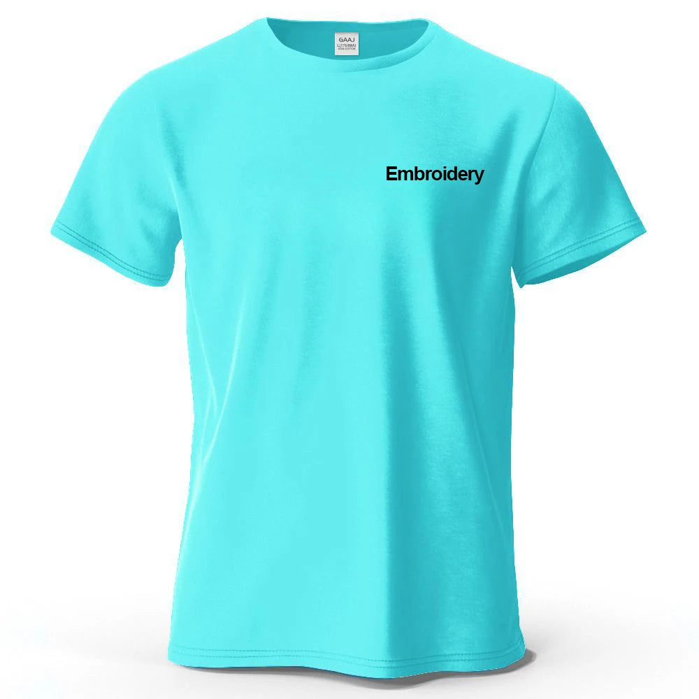 Custom Embroidery T Shirt Premium 100% Cotton T shirt Diy Your Own Design Brand Company Team Pet Animal Logo Men Women Tee Tops