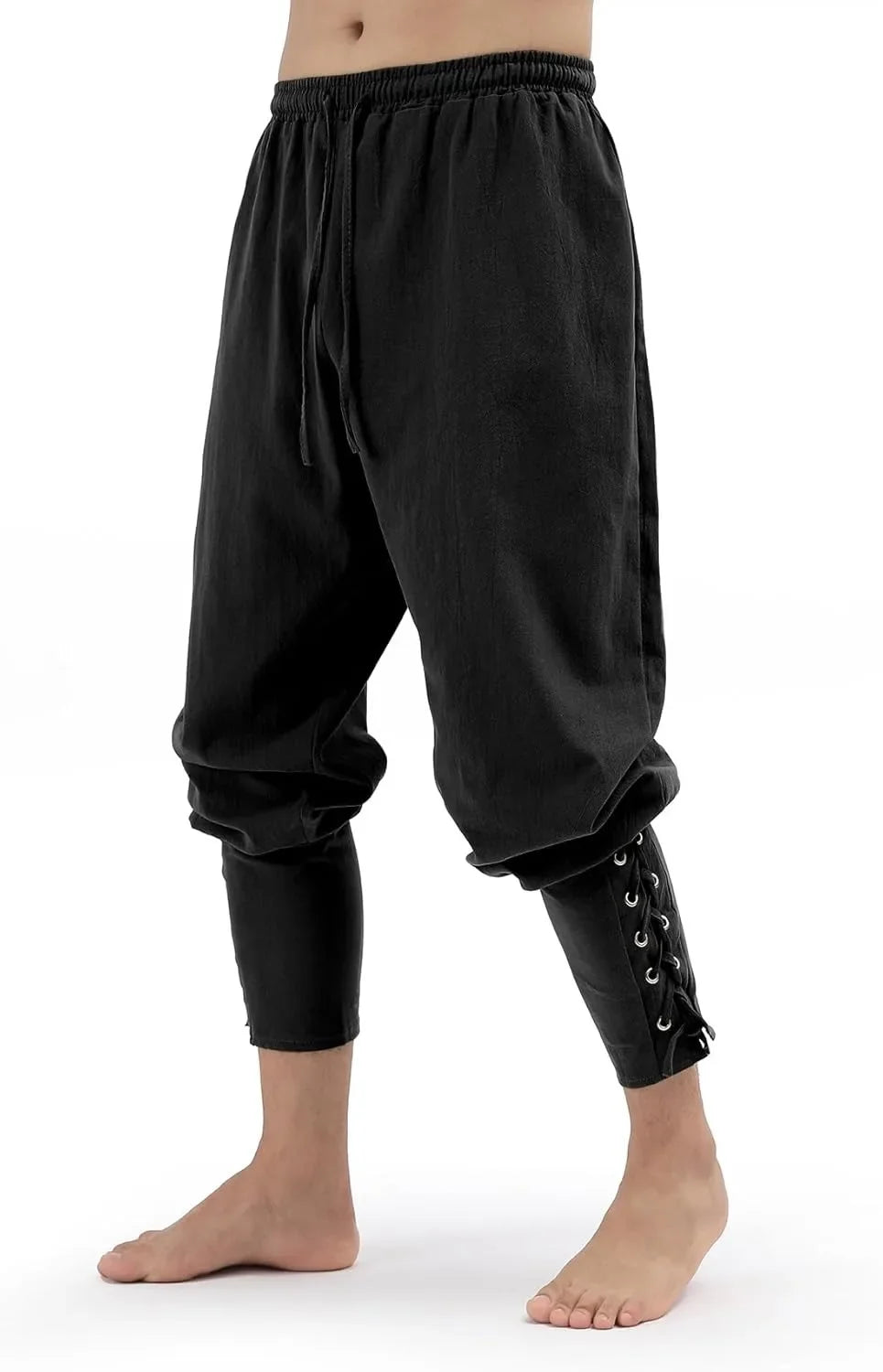 Men's Spring Summer Vintage Men's Medieval Viking Cotton Linen Trousers Halloween Fashion Vintage Men's Bottoms