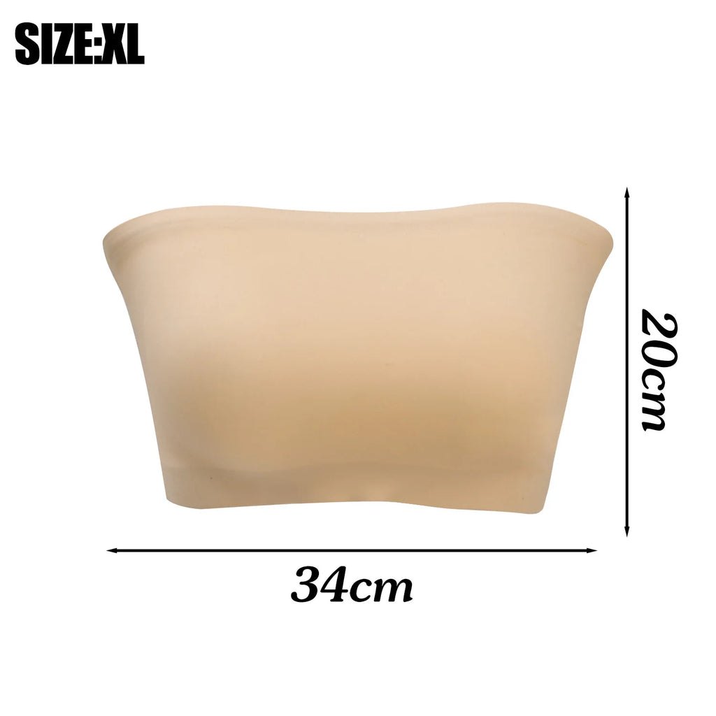 2025 Fashion Women Tube Tops Strapless Bra Black Skin Chest Wrap Bandeau Unlined Seamless Breathable Comfortable Underwear Tops