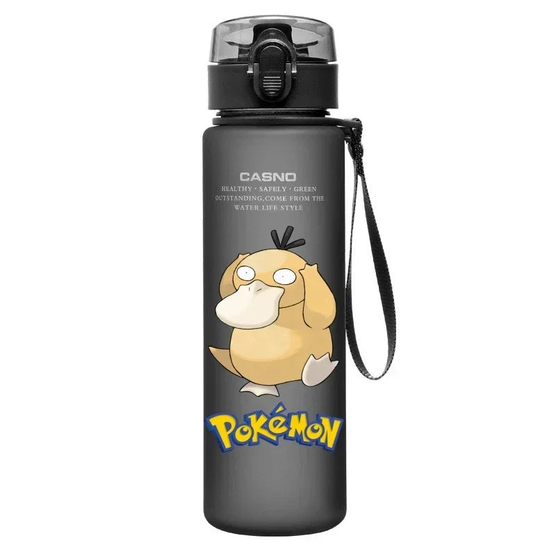 560ML Pokemon Water Cup Pikachu Mewtwo Gengar Portable Plastic Cartoon Outdoor Sports Large Capacity Travel Hiking Water Bottle