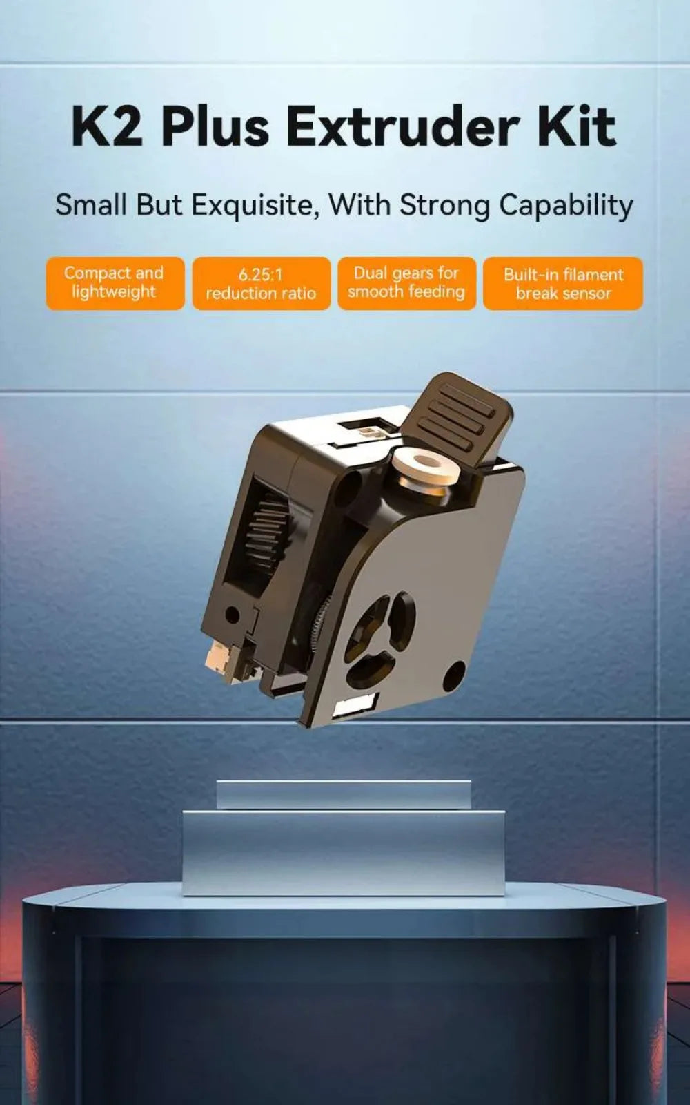 Creality K2 Plus Extruder Kit K2P Extrusionsgetriebe-Ersatz mit Doppelzahnradantrieb für reibungslose Filamentzufuhr, Filamentbrucherkennung