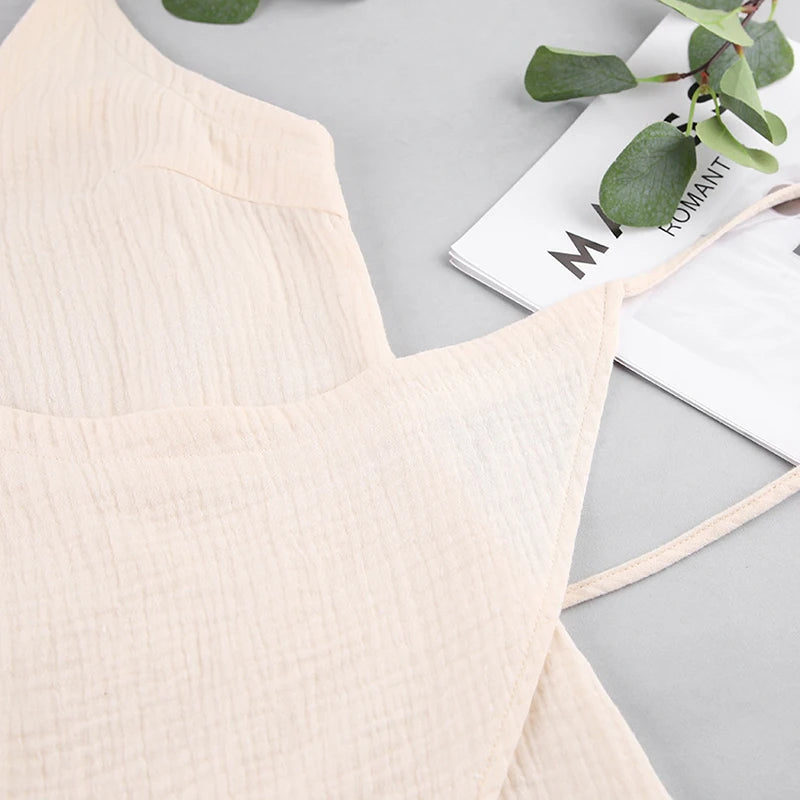 Casual 100% Cotton Gauze Muslin Women'S Dresses Summer Sexy V-Neck Suspender Nightdress Wrap Slit Holiday Beach Party Vestidos