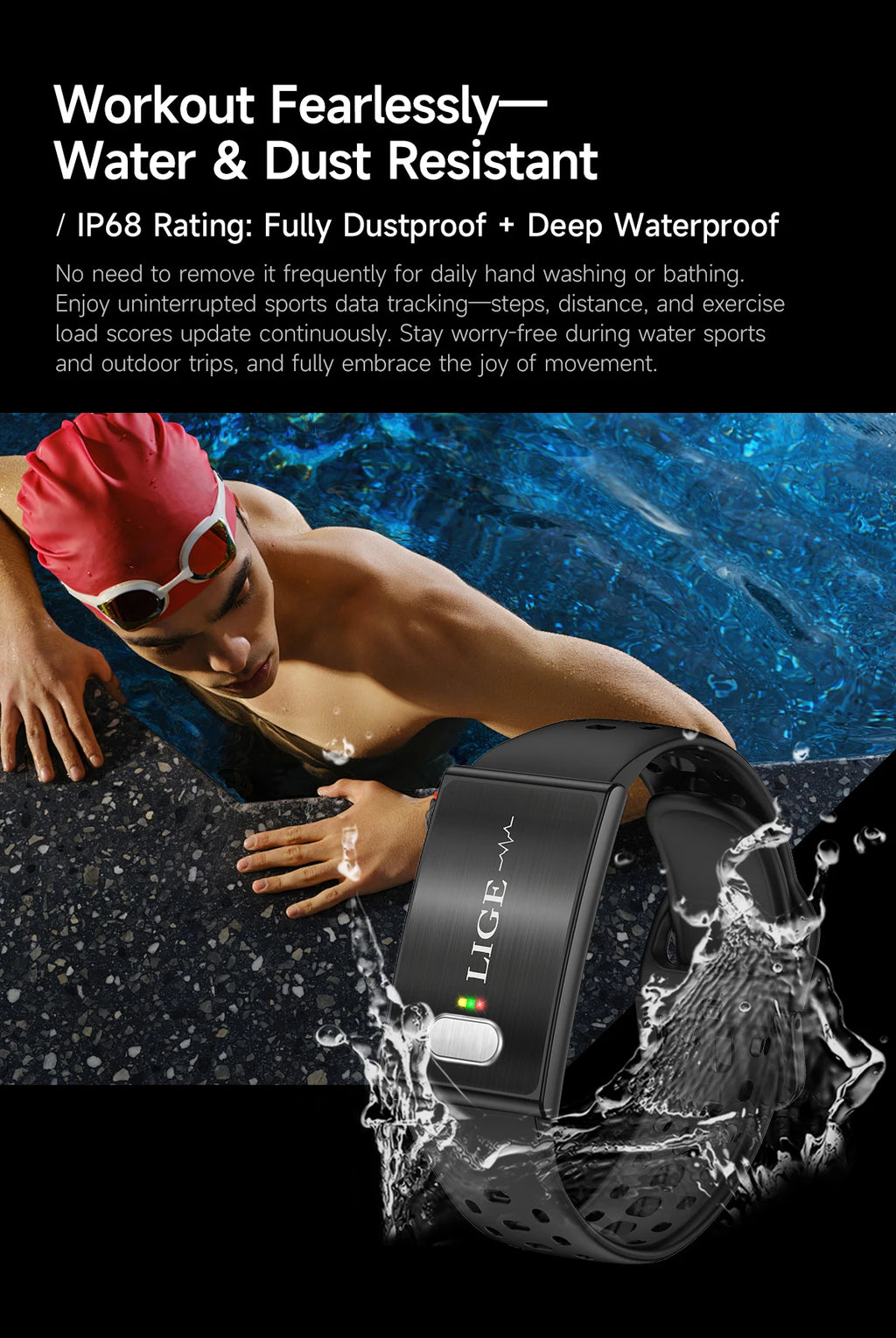 LIGE Fitness Tracker ECG+PPG SpO2 Sport Smart Bracelet Body Fat BMI Heart Rate Blood Pressure Monitor Pedometer Smartwatch Band