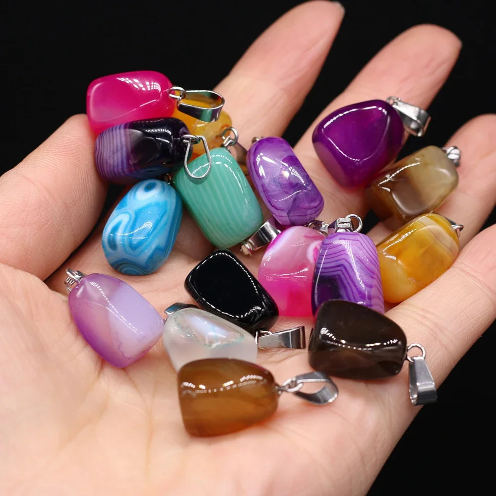 12pcs Natural Stone Pendant Mix Colors Women Natural Jewelry Charms fit DIY Necklace Making Wholesale Multiple Shapes