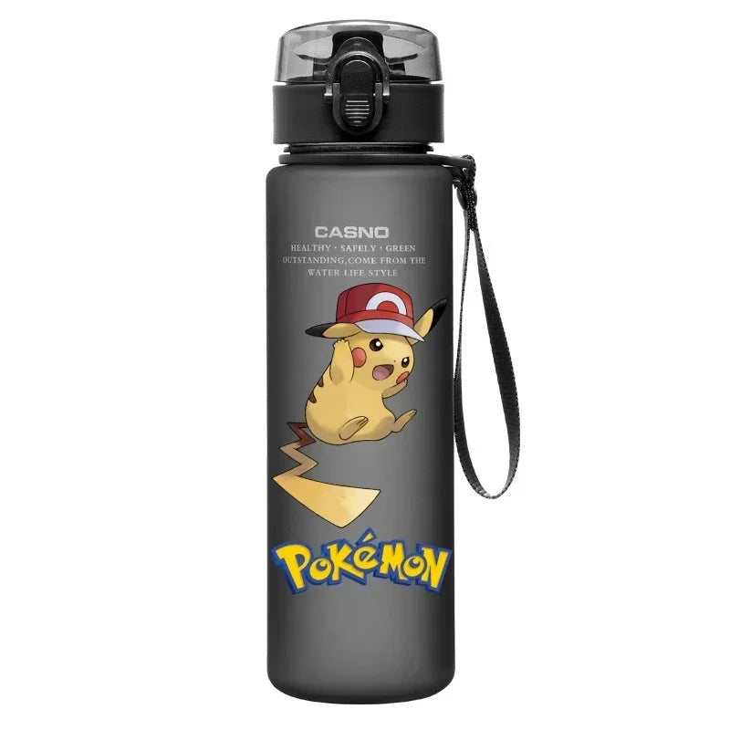 560ML Pokemon Water Cup Pikachu Mewtwo Gengar Portable Plastic Cartoon Outdoor Sports Large Capacity Travel Hiking Water Bottle
