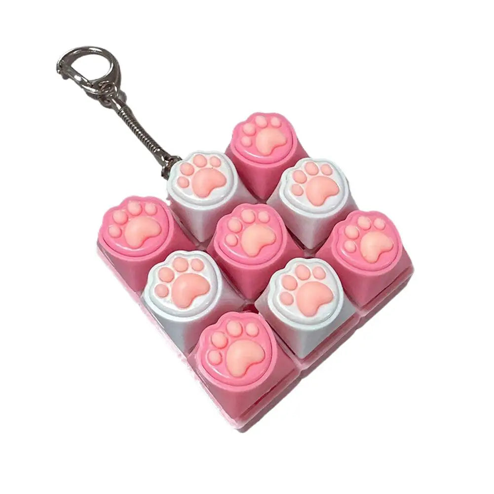 Cat Pawl Decompression 9 Keyboard Key Toy For Adults Antistress Toys Boys Girls Anti Stress Finger Keyboard Games Keychain