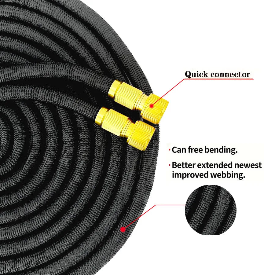 25FT-150FT Garden Hose Expandable Magic Water Pipes Home Garden Daily Watering Tools High-Pressure Car Wash Cleaning Water Gun