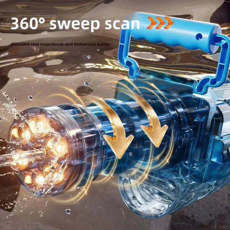 Gatling Electric Water Gun Automatic Continuous Fire With LED Light High Capacity Long Range Summer Water Toy Pool Party Gift