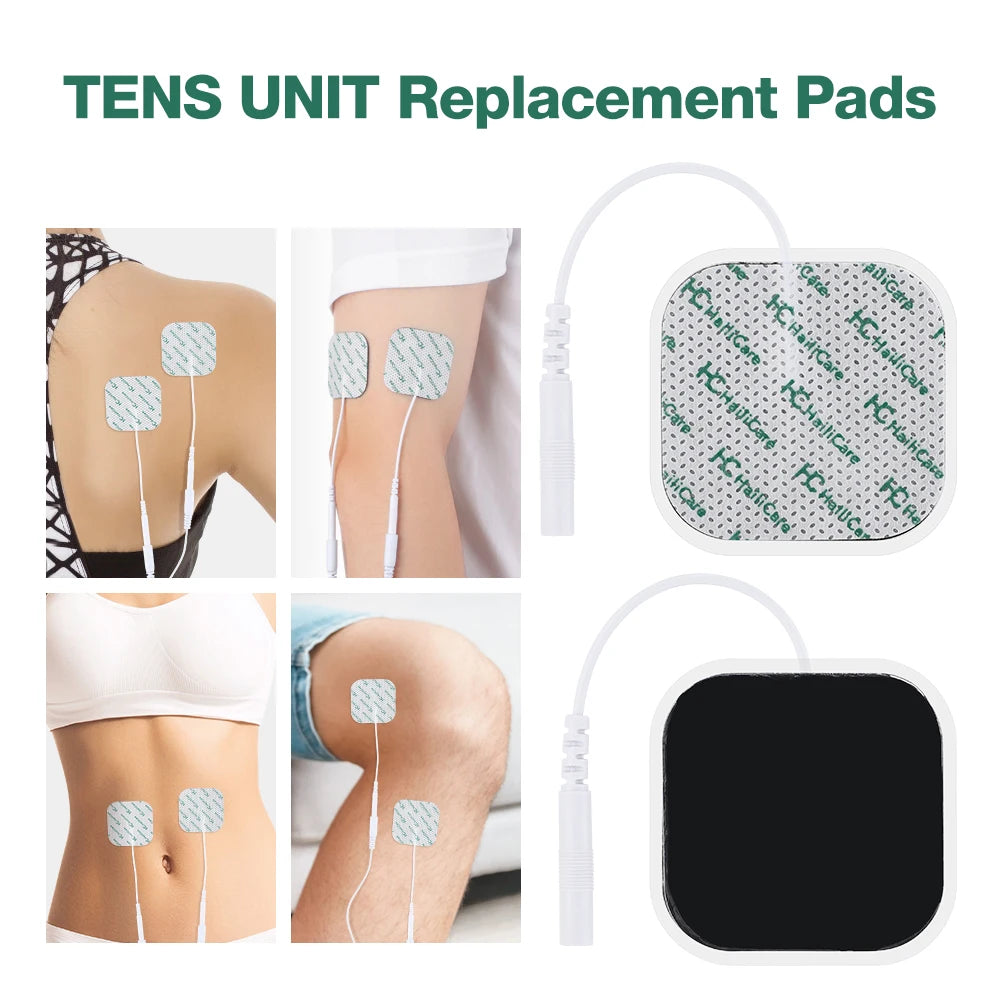 Hailicare 10pcs Replacement Electrode Pads for Tens EMS Massager Self Adhesive Gel Electrode Patches Reusable 4x4cm/5x5cm