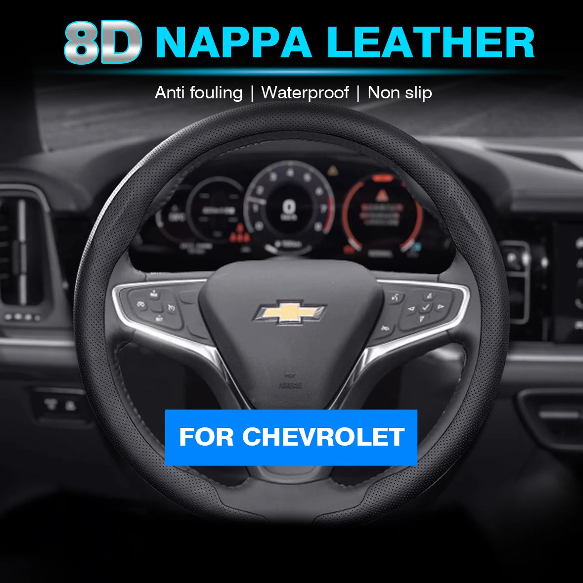 8D Nappa leather Car Steering Wheel Cover For Chevrolet Aveo Bolt Onix Cruze Spark Cavalier Colorado Malibu Auto Accessories