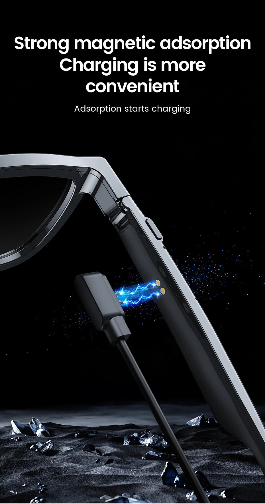 Smart Audio Glasses Voice Calls and Listening To Music Electrochromic Lenses Magnetic Charging Light and Convenient Smartglasses