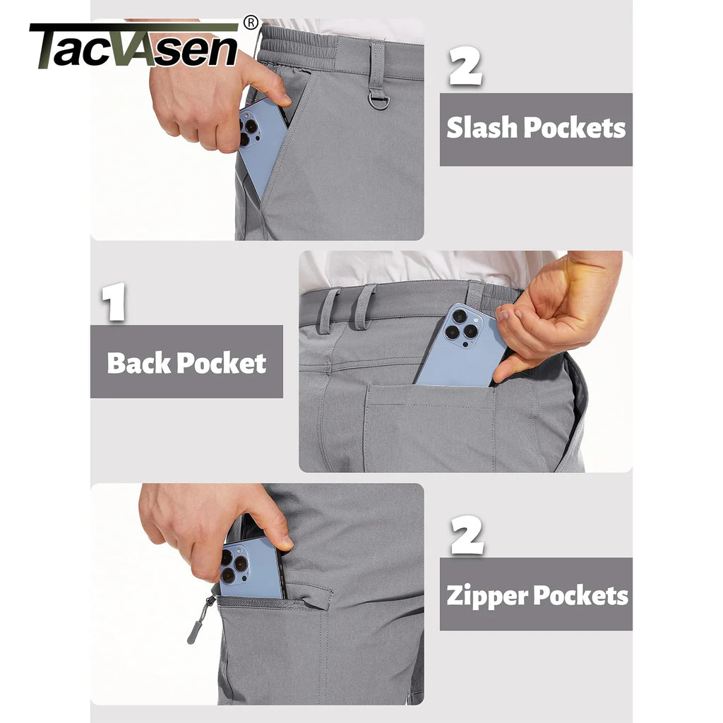 TACVASEN Sommer feuchtigkeitsableitende Freizeithose Herren Cargo Arbeitsshorts Laufshorts Jogging Sporthose Nylon Rip-Stop Kurze Hosen
