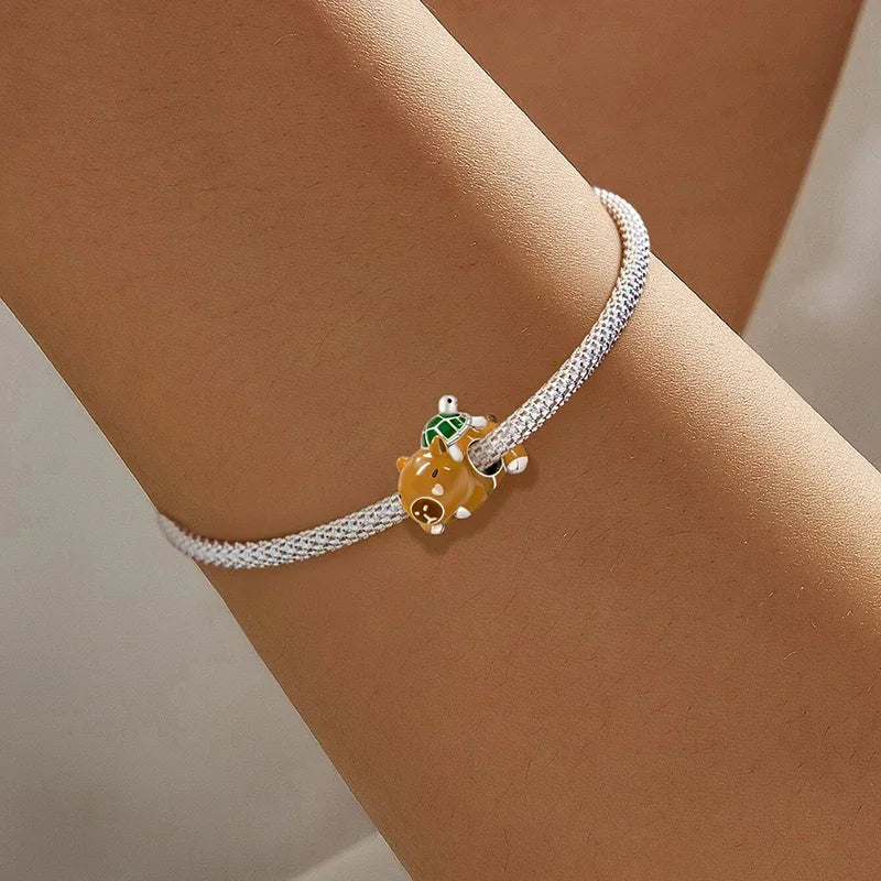 925 Sterling Silver Owl Dinosaur Panda Chameleon Cute Charm Bead Fit Diy Bracelet Bangle Making Gift of High Quality Jewelry