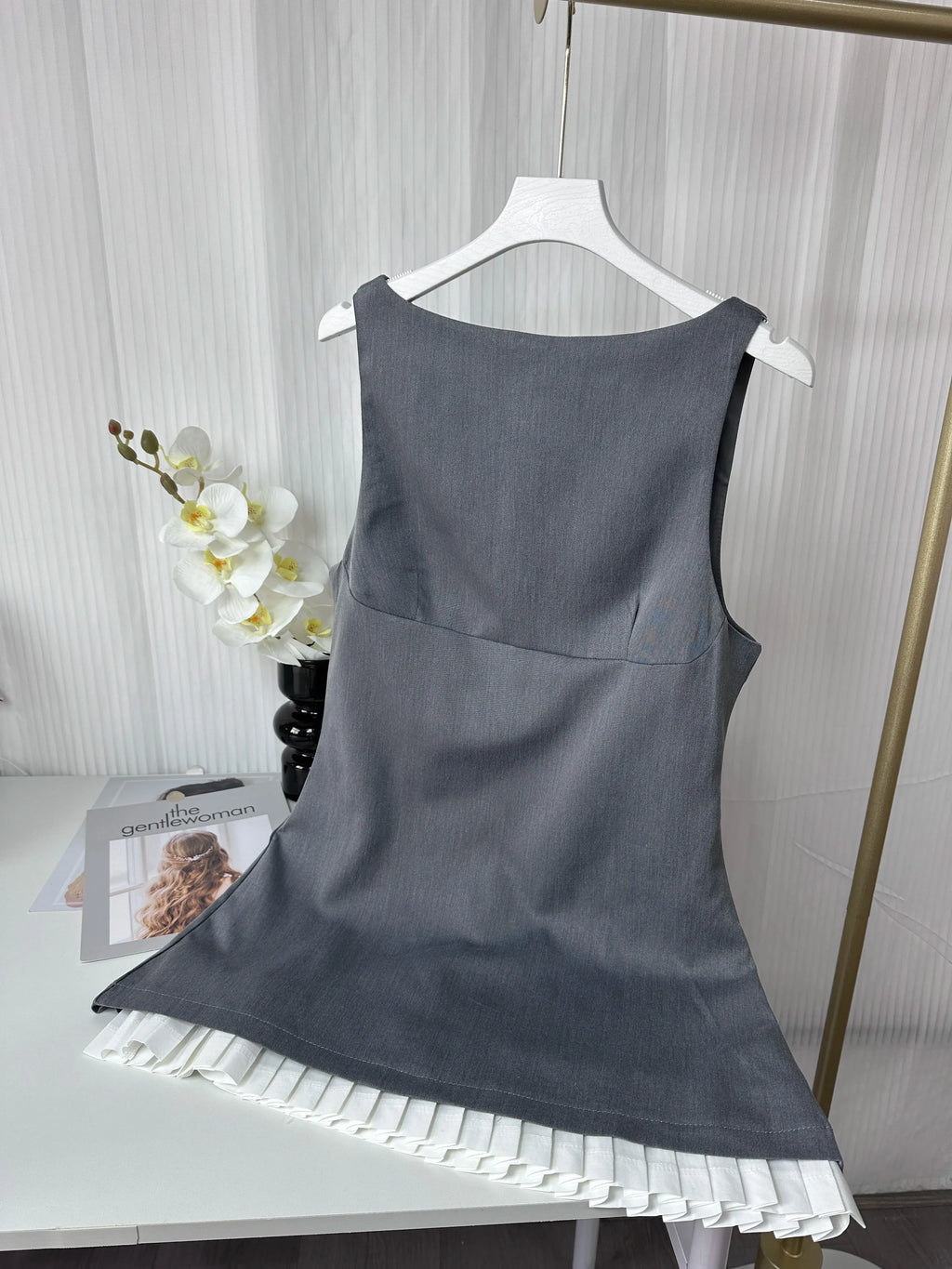 KONDALA Sleeveless O-Neck Mini Gray Dress for Women Sexy Patchwork Zipper Club Casual Fashion Spring Summer 2025 Vintage Dresses