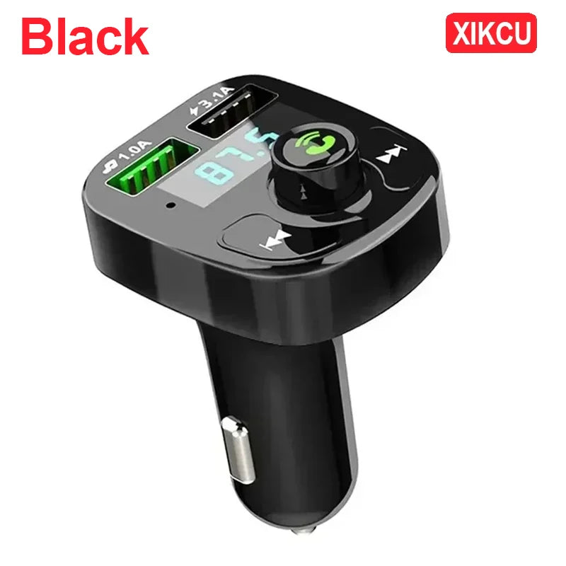 XIKCU LED MP3 Car Bluetooth FM Hands-Free Bluetooth-compaitable 5.0 Transmitter 3.1A QC3.0 PD Type C Dual USB Car Charger