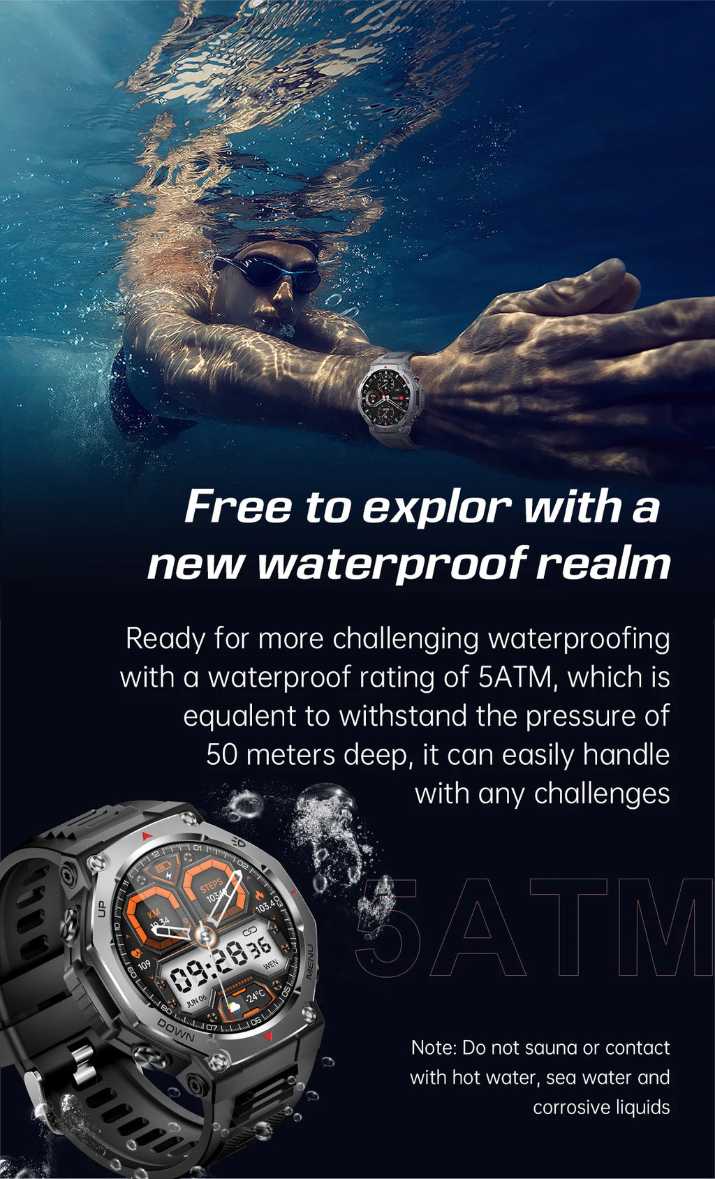 Smartwatch for iPhone Andriod,wireless call dialing,sports mode,incoming call and message push,fitness tracker,health monitoring