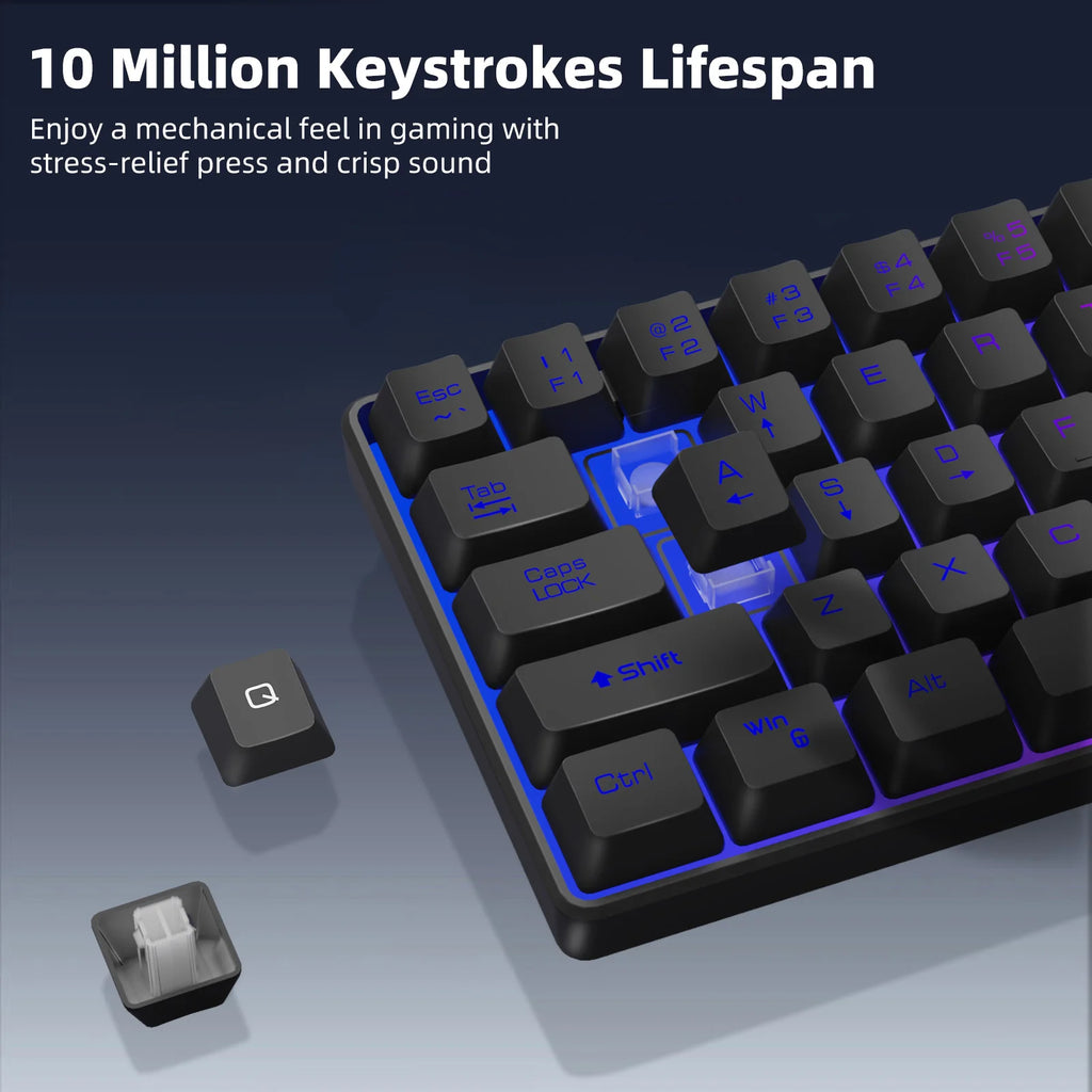 GOOJODOQ Mini 60% Gaming Keyboard Portable Wired Portable Wired Mechanical Keyboard RGB Backlit 68 Key Ultra-Compact Keyboard