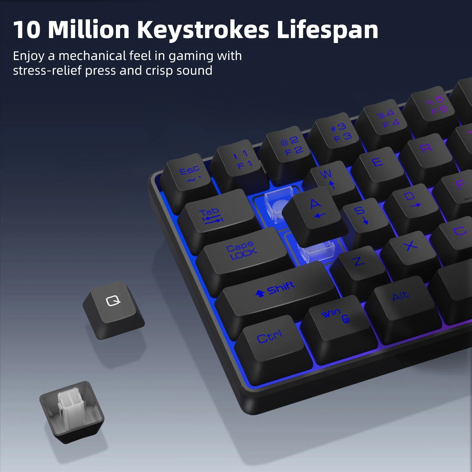 GOOJODOQ Mini 60% Gaming Keyboard Portable Wired Portable Wired Mechanical Keyboard RGB Backlit 68 Key Ultra-Compact Keyboard