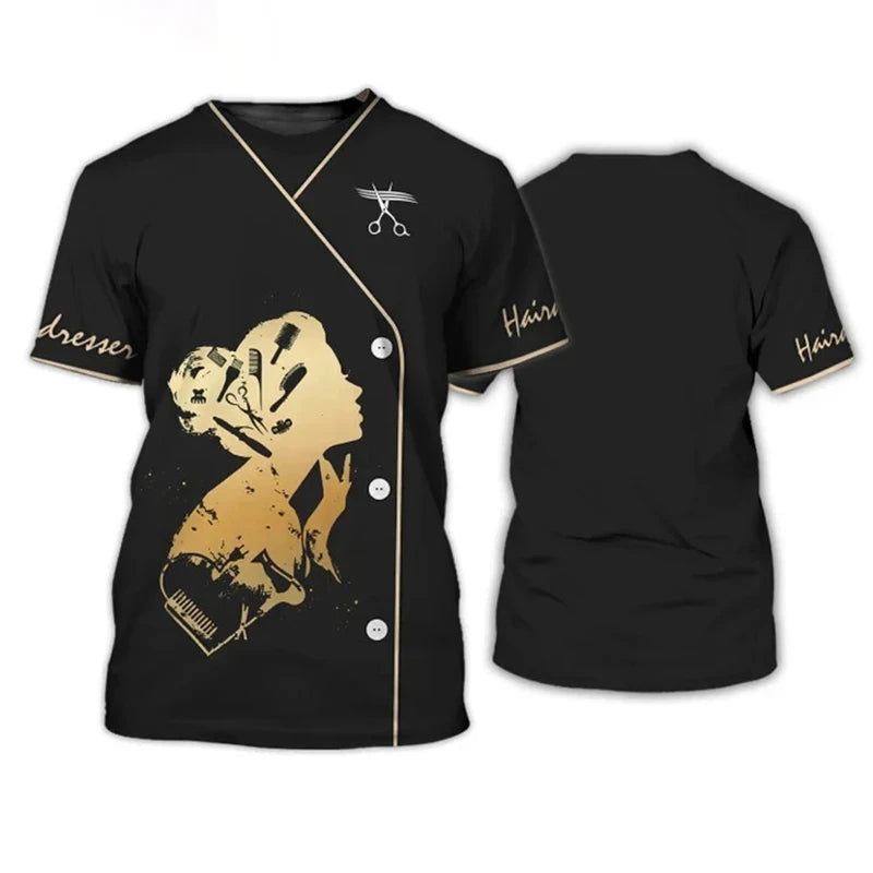 Hairdresser  Men's Fashion 3D Printed T-shirt Casual Fun Short Sleeve Barber Men's Graphic T-shirt Tees Y2k Tops Mens Clothing