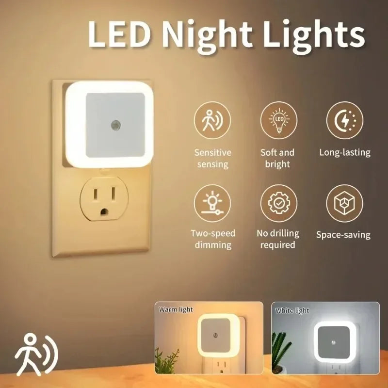 1/6PCS Wireless LED Night Light Sensor Light EU/UK Night lights Larger Aperture For Children Room Bedroom Decoration Lighting