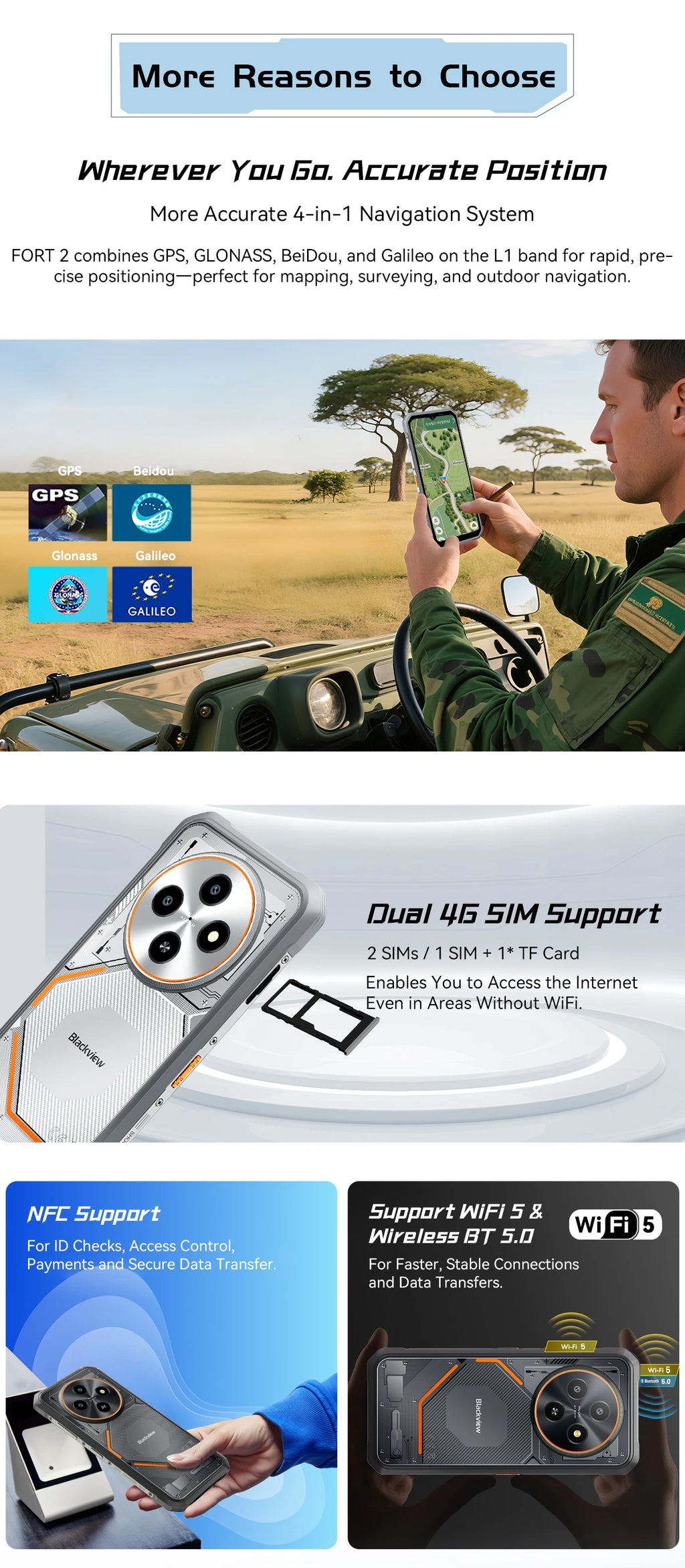 OSCAl Blackview FORT 2 Smartphone, 6.56" HD+ IPS Display,MediaTek Helio G81 Processor,5000mAh Battery,Rugged Mobile Phone
