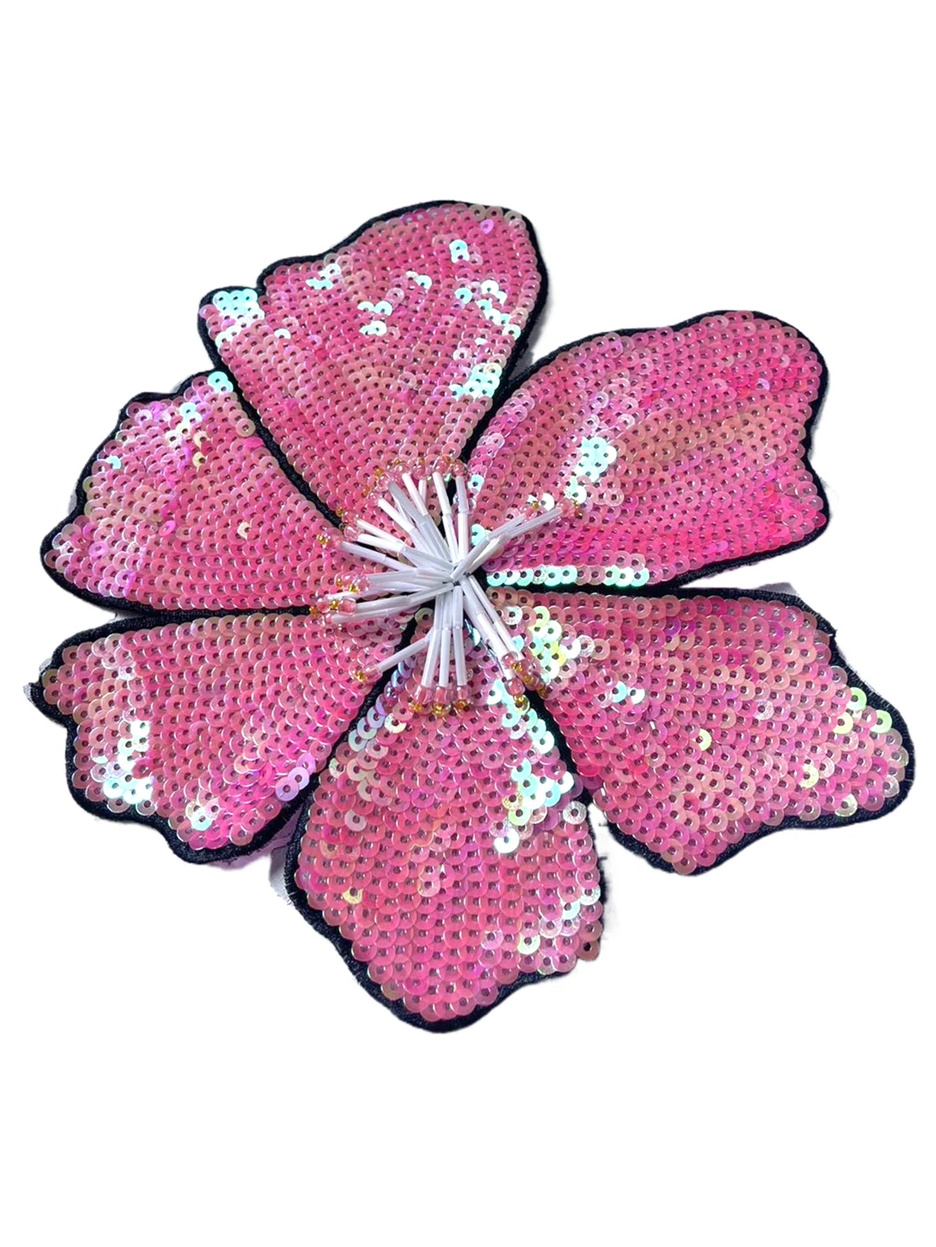 1 Piece 20CM Shining Red Orange Blue Golden Silver Pink Sequins Beads Sew Flower Patch for Evening Dress Swimsuit DIY Applique