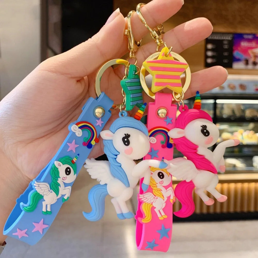 Cartoon Rainbow Horse Key Ring Cute Unicorn Car Keychain Pendant Fashion Creative Trend Bag Pendant Gift Key RingGiftAccessories