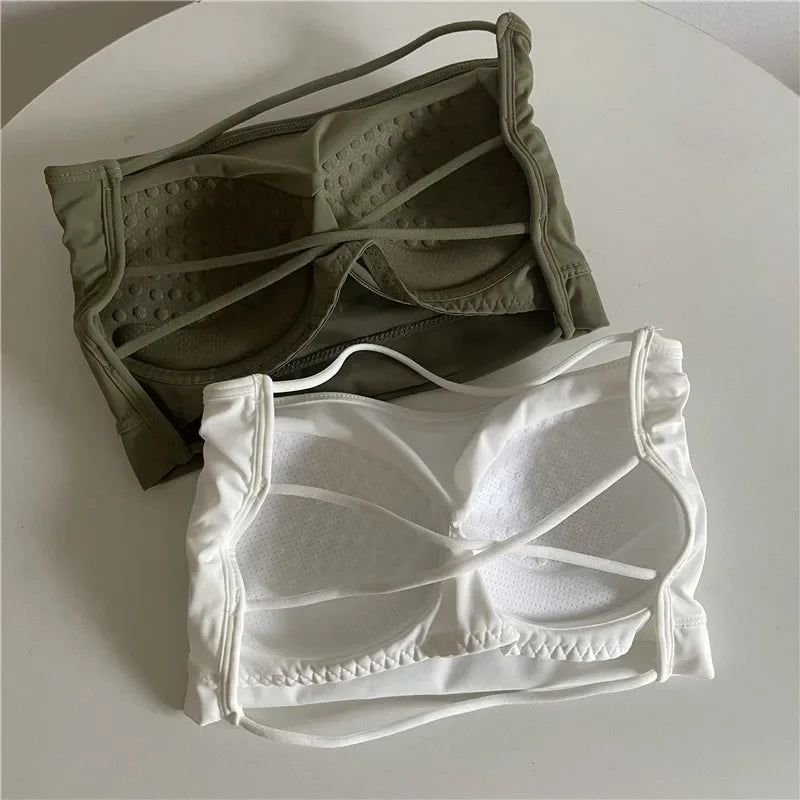Seamless Tube Top Ice Silk Sexy Wrap Chest for Women Push Up  Bras Strapless Underwear Solid Color  Bralette Lingerie Tops