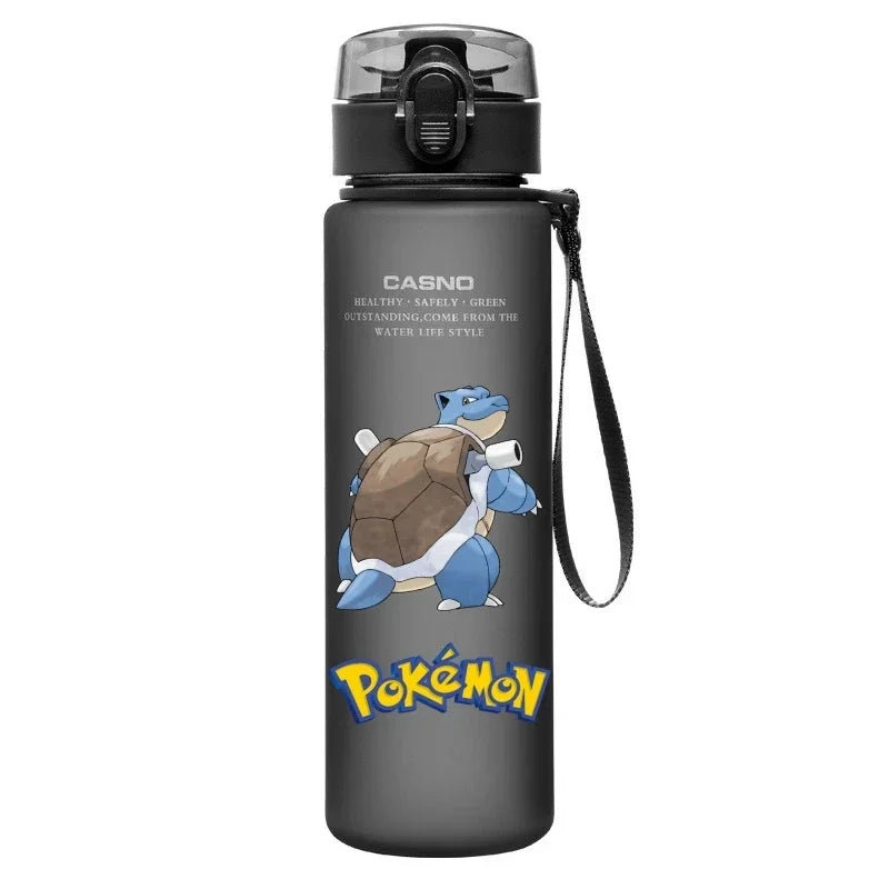 560ML Pokemon Water Cup Pikachu Mewtwo Gengar Portable Plastic Cartoon Outdoor Sports Large Capacity Travel Hiking Water Bottle