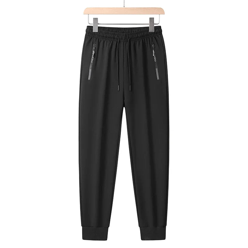 Herren Sommerhose große Größen, Kordelzug, Stretch, Sport-Jogger, Herren, große Übergröße, Reißverschlusstasche, 4XL 5XL 6XL 7XL 8XL, Grau, Schwarz
