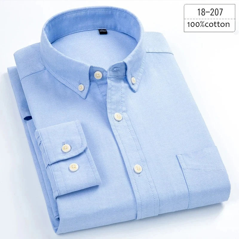 New in shirt plus size 8xL long-sleeve 100%cotton shirts for men slim fit formal plain shirt soft white black office clothes