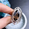 silver 925 Retro Hollow out Ring national style Classic Wide Tea Crystal Men's and rings for women fine Jewelry Gift