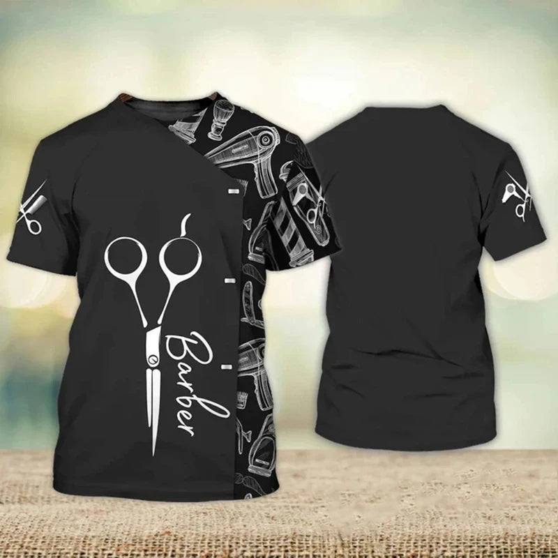 Hairdresser  Men's Fashion 3D Printed T-shirt Casual Fun Short Sleeve Barber Men's Graphic T-shirt Tees Y2k Tops Mens Clothing