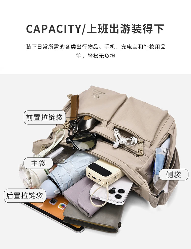 Nylon Crossbody Bag For Women Large Capacity Shoulder Bag Multi-pocket Female Bag Shopping Travel Lady Handbag Leisure Purse sac