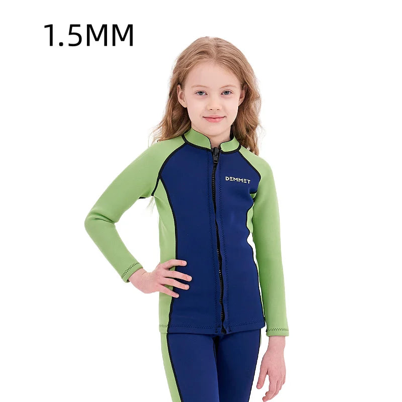 Kids Neoprene Diving Surfing Suit Split Long Sleeve Wetsuit Girls Thick Swimsuit Boys Rash Guards Swimwear Keep Warm Clothes