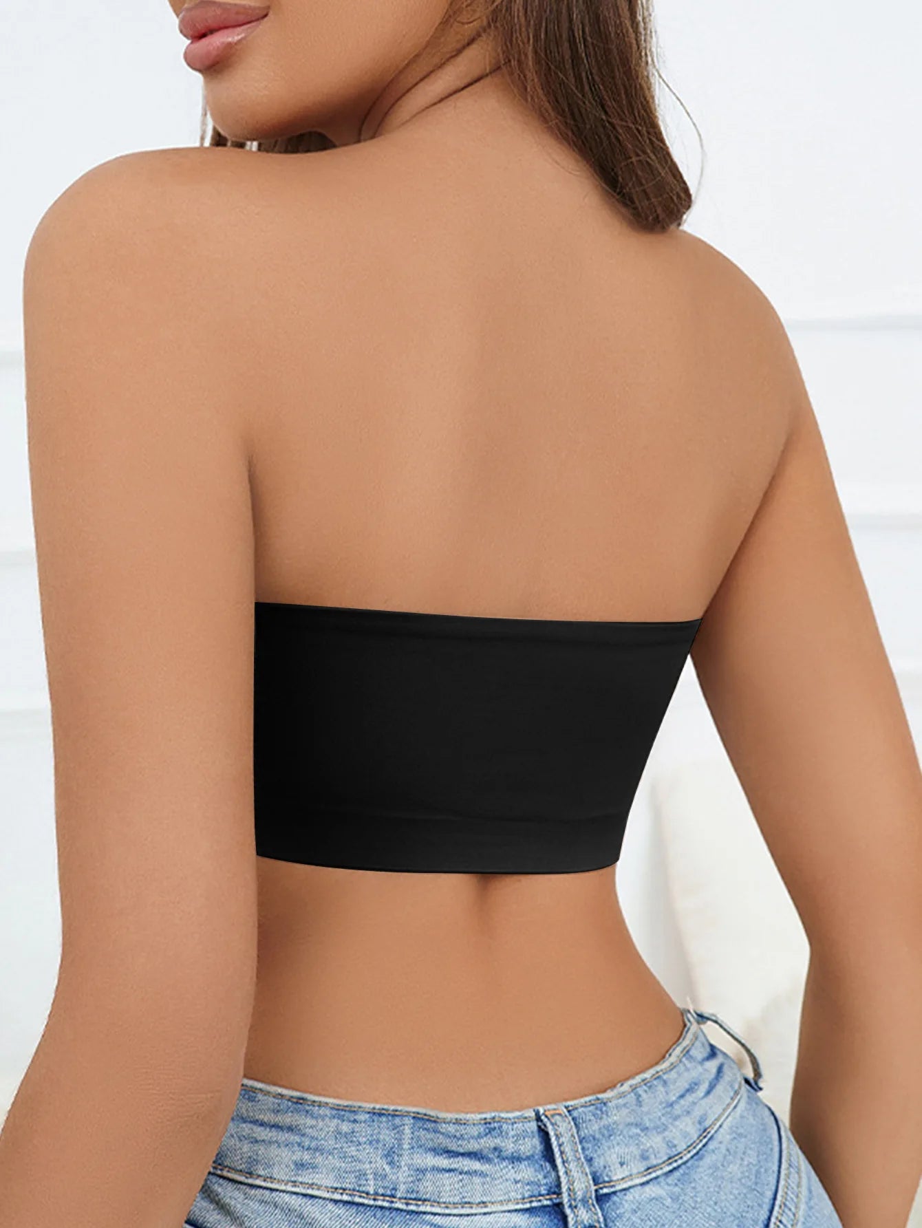 Women Tube Strapless Bra Chest Wrap Bandeau Unlined Seamless Breathable Comfortable Anti-skidding Ice Silk Bra Underwear Tops