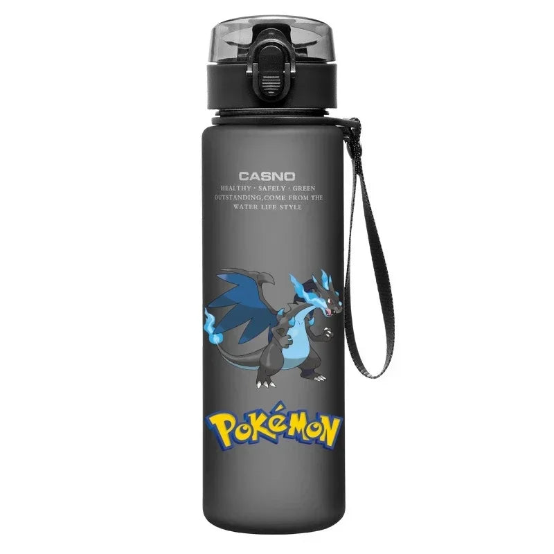 560ML Pokemon Water Cup Pikachu Mewtwo Gengar Portable Plastic Cartoon Outdoor Sports Large Capacity Travel Hiking Water Bottle