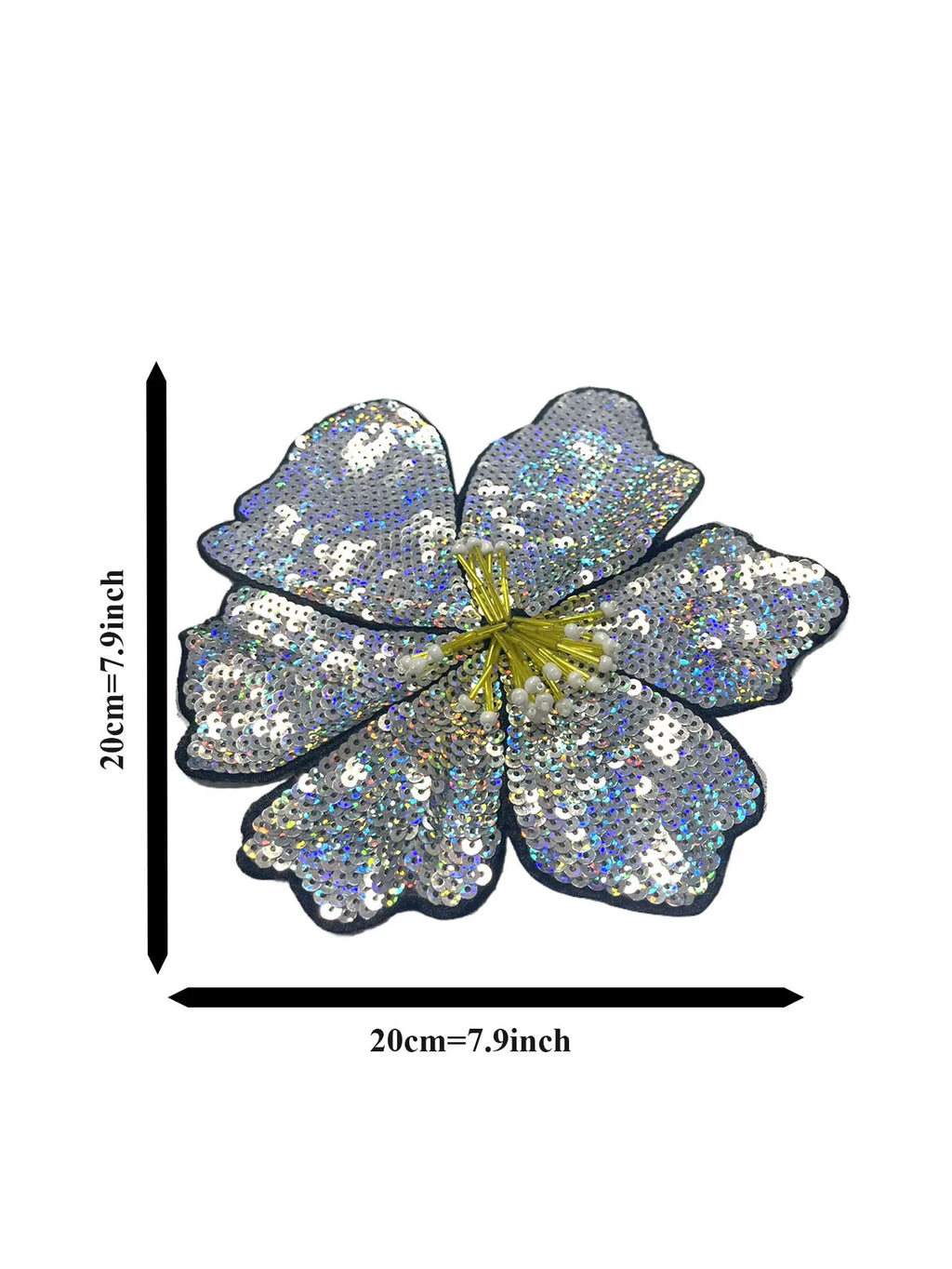 1 Piece 20CM Shining Red Orange Blue Golden Silver Pink Sequins Beads Sew Flower Patch for Evening Dress Swimsuit DIY Applique