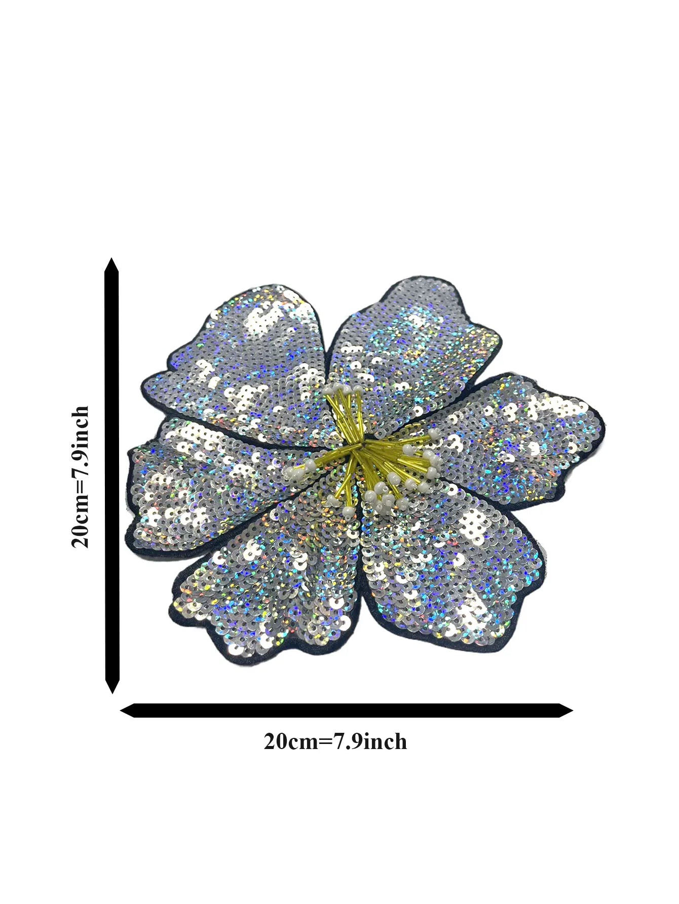 1 Piece 20CM Shining Red Orange Blue Golden Silver Pink Sequins Beads Sew Flower Patch for Evening Dress Swimsuit DIY Applique