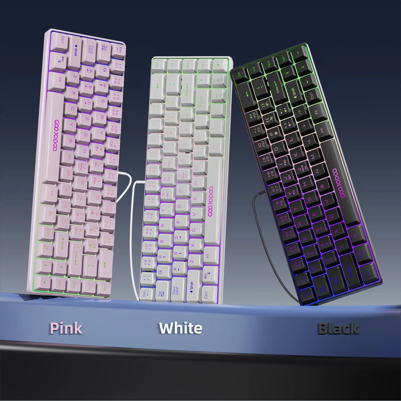 GOOJODOQ Mini 60% Gaming Keyboard Portable Wired Portable Wired Mechanical Keyboard RGB Backlit 68 Key Ultra-Compact Keyboard
