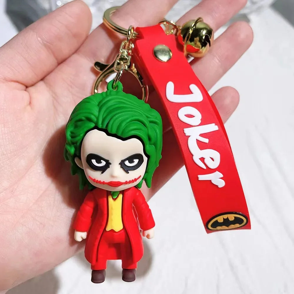 Cute Cartoon Keychain PVC Soft Rubber Animel Batman Joker Doll Pendant Ornaments Gift