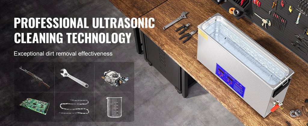 SucceBuy 10L Ultrasonic Cleaner 300W 40kHz Professional Ultrasound Cleaning Machine with Timer & Heater for Gun Automotive Parts