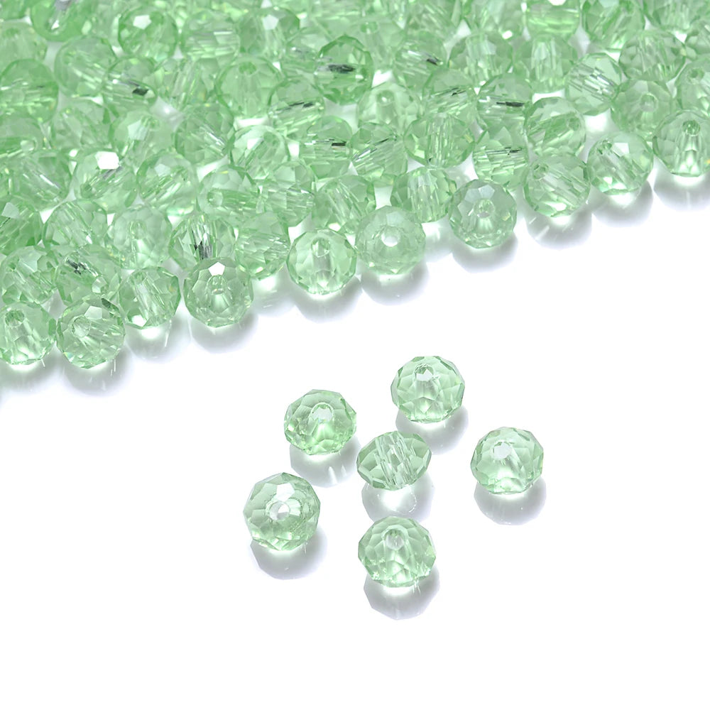 Cicifu Mix Green 3/4/6mm 40/120pcs Rondelle Austria Faceted Crystal Glass Beads Round Loose Beads for Jewelry Making Finding