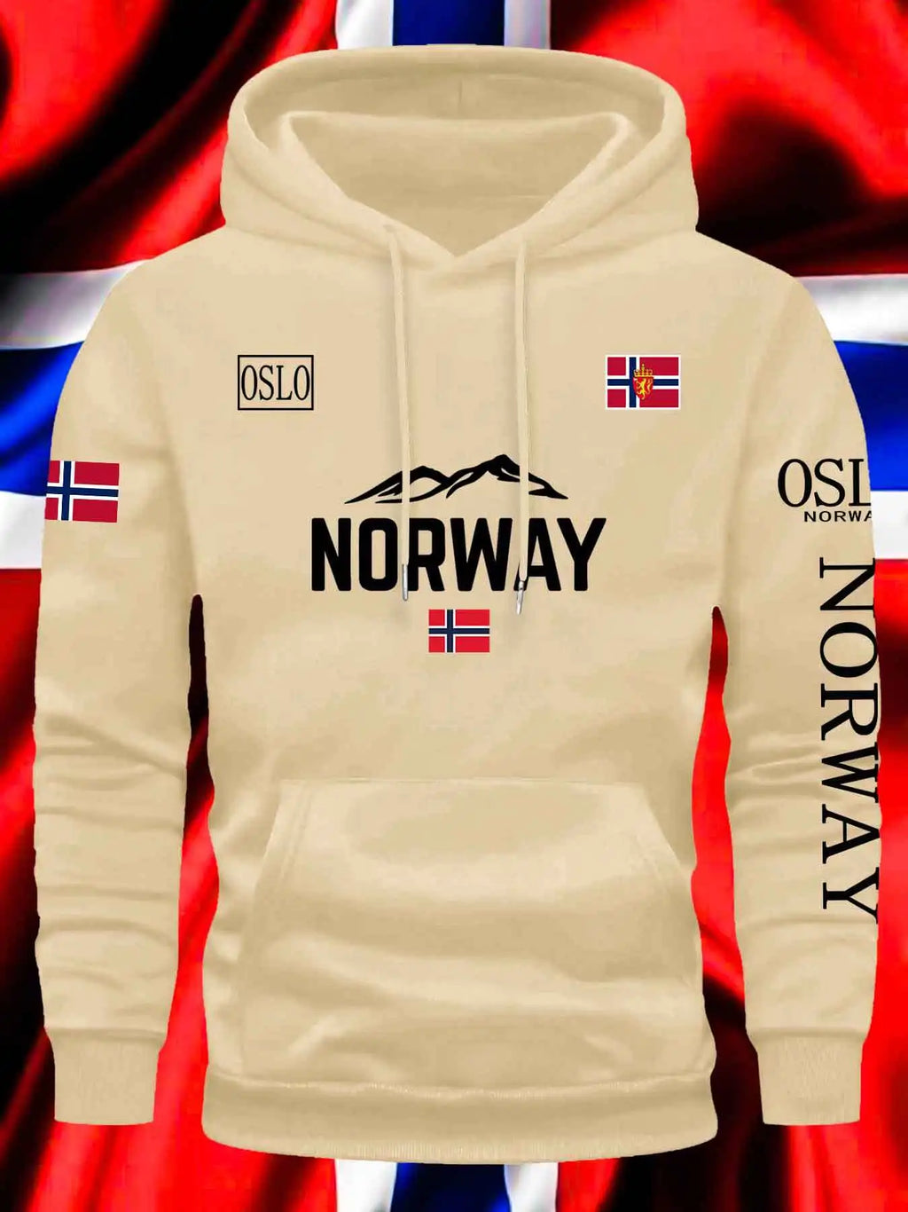 NORWAY printing Herbst Winter Modelle Herren Fleece winddicht Warm Baumwolle Oversized Hoodie Outdoor Pendler Herren Hochelastisches Oberteil