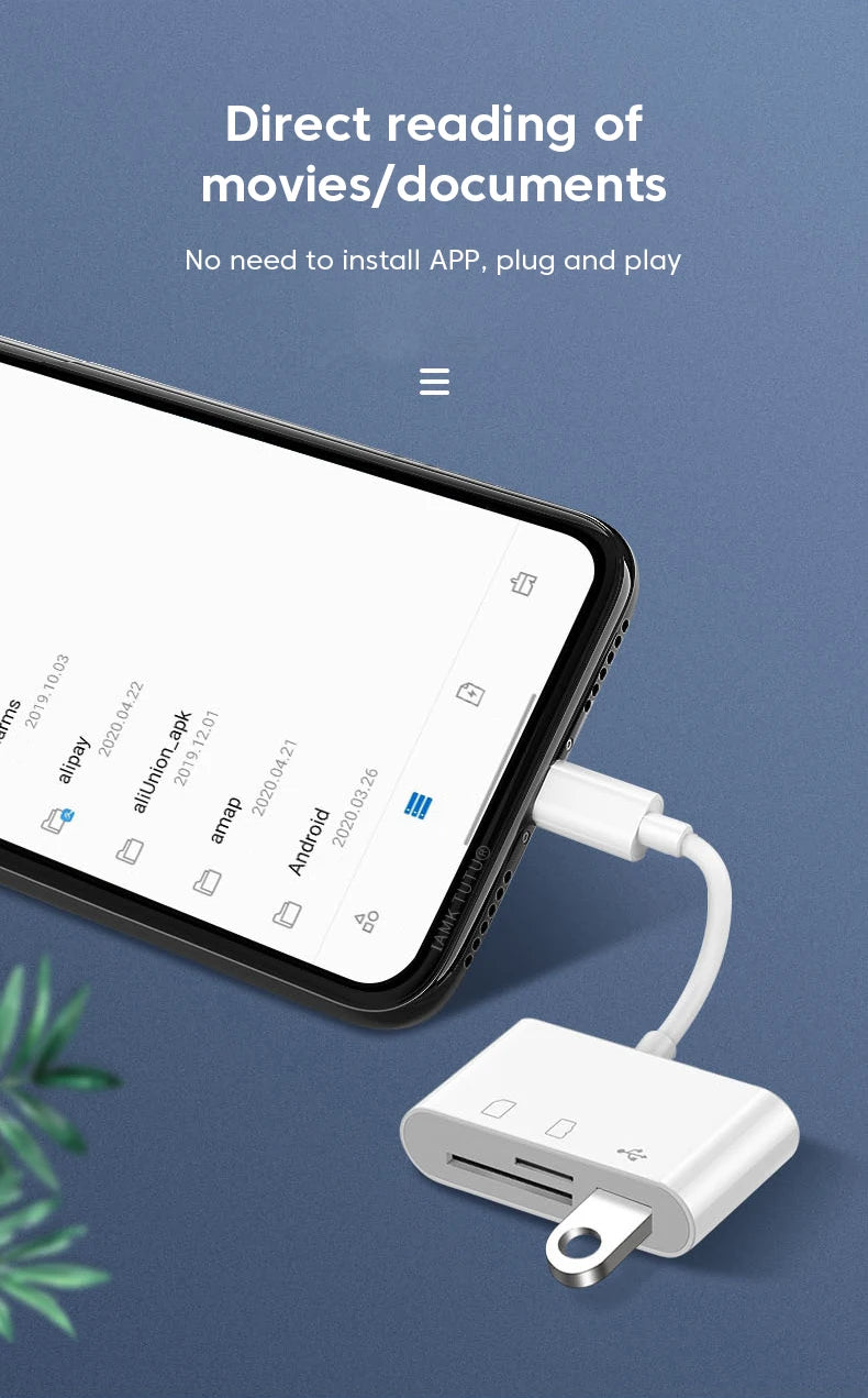 USB C SD Card Reader for Phone Type C 3 in 1 SD TF CF Card Reader Type C CF Card Reader Adapter Camera Card Reader Plug and Play