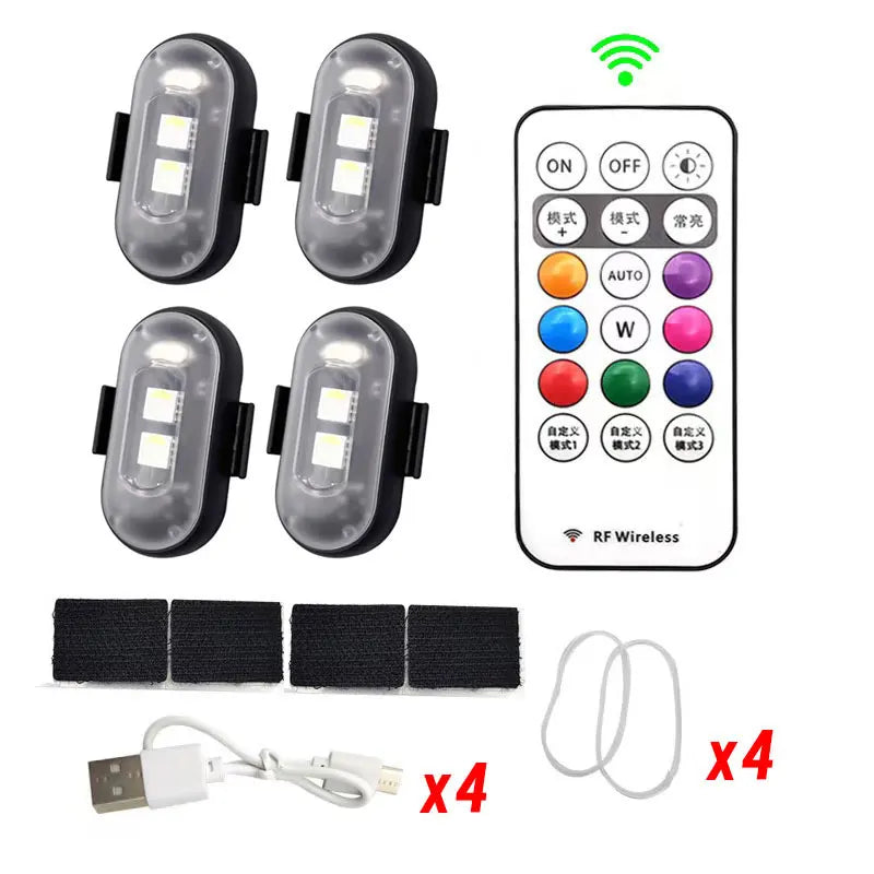 RGB Led Aircraft Strobe Light Remote Wireless Motorcycle Flash Light Warning Lights for Aircraft Airplane Helicopter Bike Car