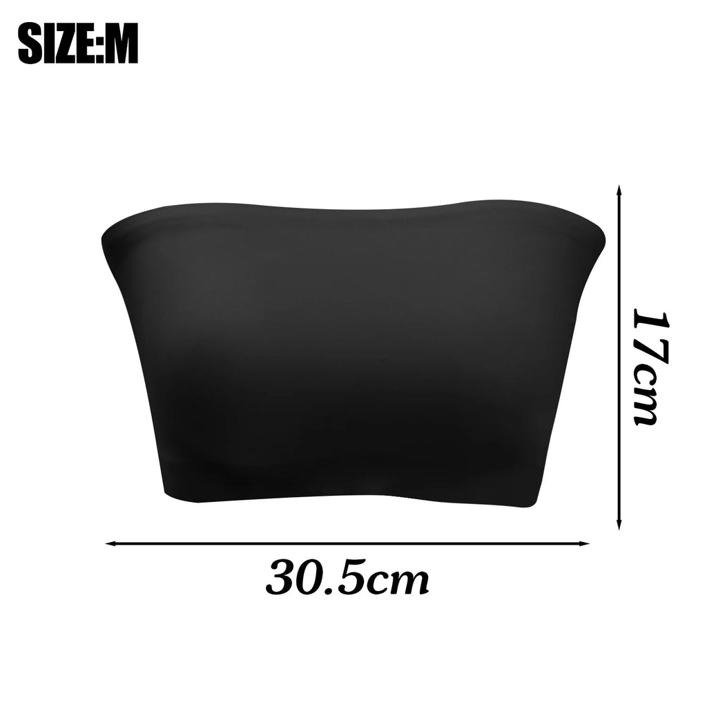2025 Fashion Women Tube Tops Strapless Bra Black Skin Chest Wrap Bandeau Unlined Seamless Breathable Comfortable Underwear Tops