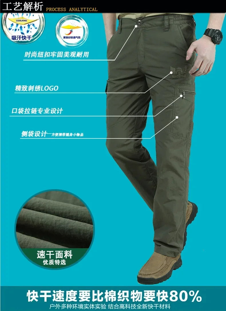 Men's Urban Lightweight Tactical Cargo Pant Summer Breathable Army Military Long Trousers Male Waterproof Quick Dry Casual Pants